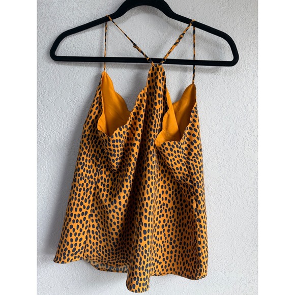 J.Crew Womens Animal Print Scalloped Camisole Mustard Yellow Black Size 4 - Picture 3 of 8